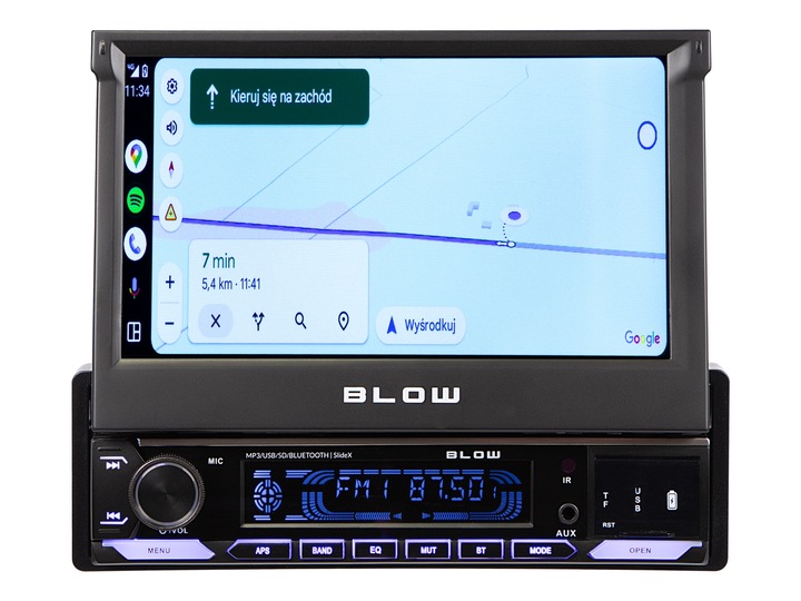 RADIO SAMOCHODOWE 1-DIN 7 CALI WYSUWANY DOTYKOWY EKRAN CARPLAY ANDROID