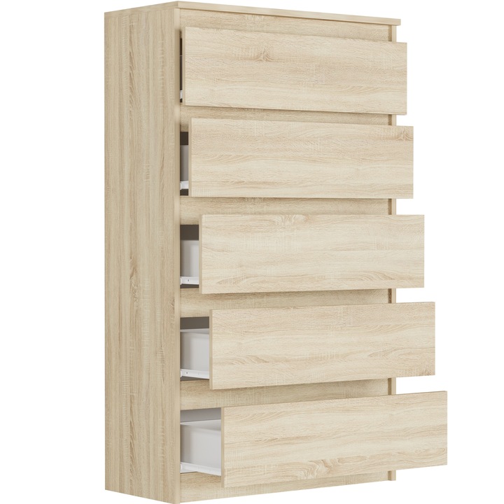 DUŻA KOMODA 5 SZUFLAD SZAFKA Sonoma POLSKIE MEBLE R-5 SONOMA