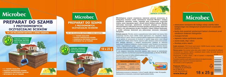 MICROBEC ULTRA preparat do szamb w saszetkach, zapach cytryny 25g x 18