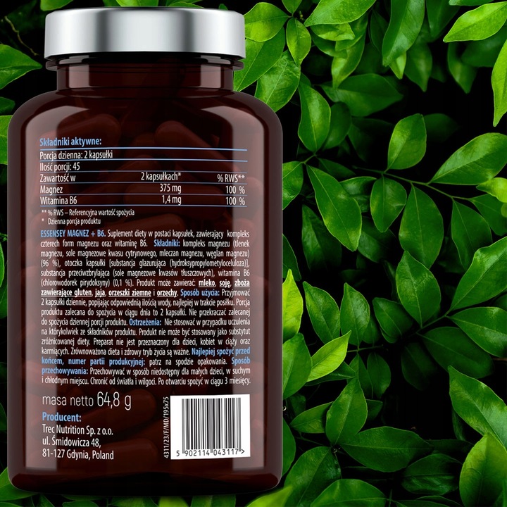 MAGNEZ 100% RWS COMPLEX 4 FORMY + WITAMINA B6 ZMĘCZENIE SKURCZE CYTRYNIAN