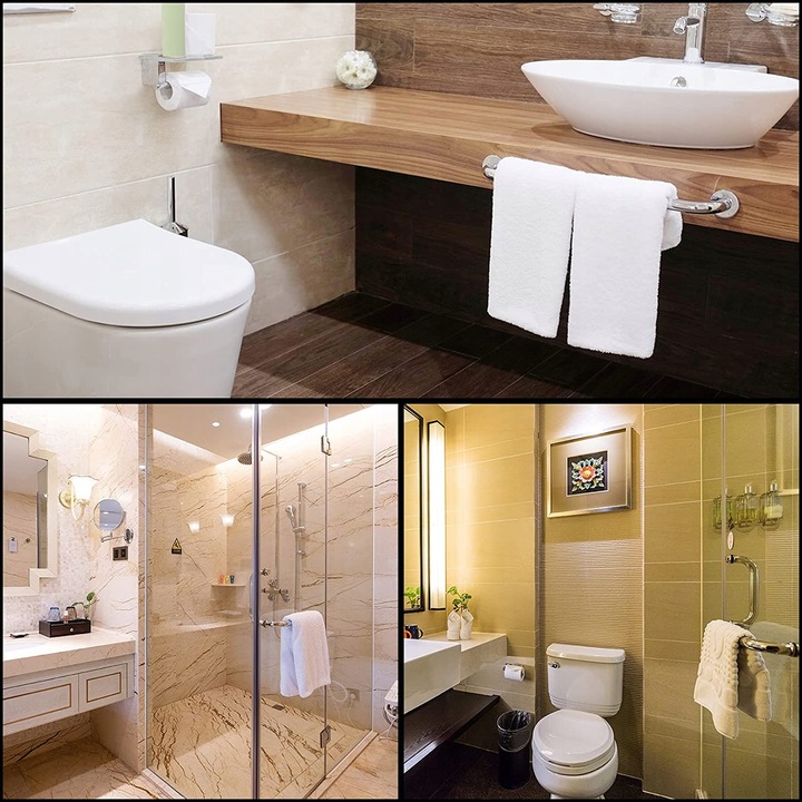 PORĘCZ UCHWYT ŁAZIENKOWY PROSTY DO WANNY DRZWI x2 CHROM POD PRYSZNIC 30CM