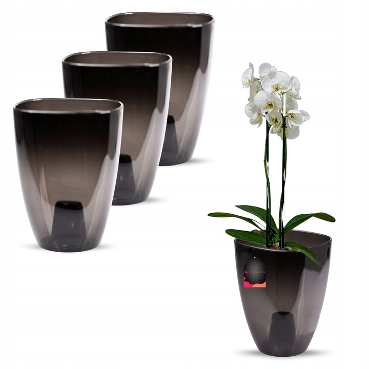 3 x OSŁONKA OSŁONA DONICZKA NA STORCZYK 12CM GRAFIT