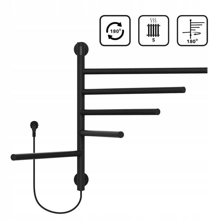 Grzejnik łazienkowy elektryczny EBERG ruchome ramiona 80W ścienny