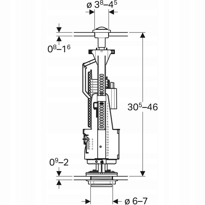 GEBERIT ZAWÓR SPUSTOWY DWUDZIELNY IMPULS BASIC