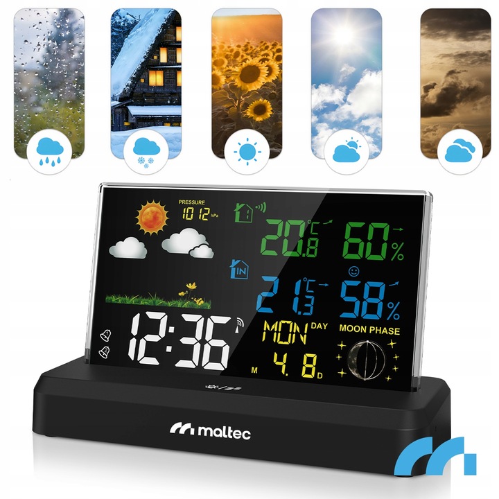 STACJA POGODOWA BEZPRZEWODOWA TERMOMETR BAROMETR CZUJNIK ZEWNĘTRZNY