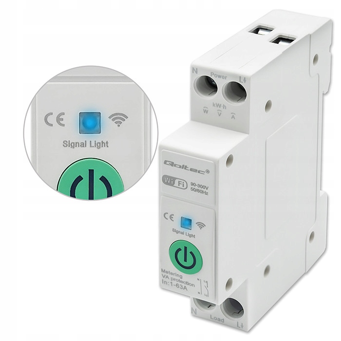 Przekaźnik Wi-fi 63A na szynę DIN z pomiarem prądu TUYA SMART LIFE