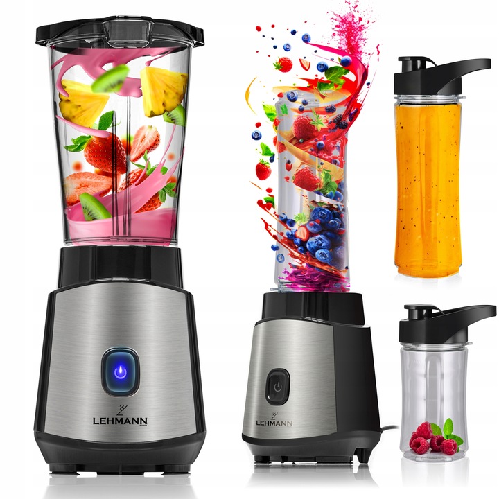 BLENDER KIELICHOWY DO KOKTAJLI 1200W 2xBIDONY MIKSUJE KRUSZY LÓD MOCNY 10w1