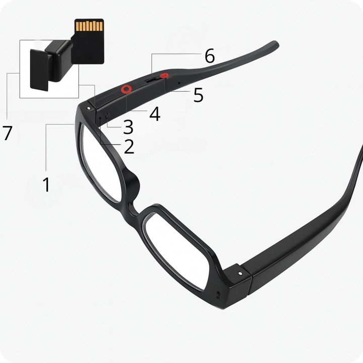 MINI KAMERA WIFI SZPIEGOWSKA UKRYTA W OKULARACH DYKTAFON NAGRYWA NA