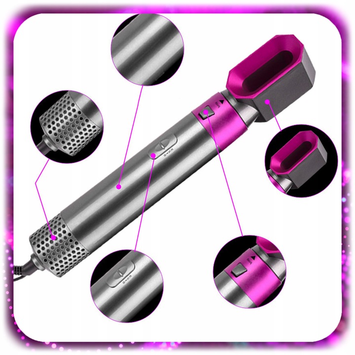 Lokówko-suszarka 5w1 Wielofunkcyjna JONIZACJA SZCZOTKA LOKI REGULACJA 1000W