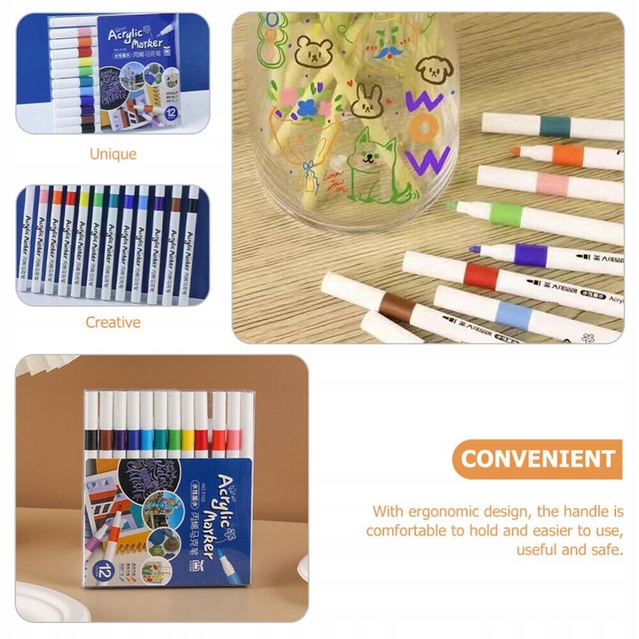 FLAMASTRY PISAKI AKRYLOWE DO RÓŻNYCH POWIERZCHNI 24 szt