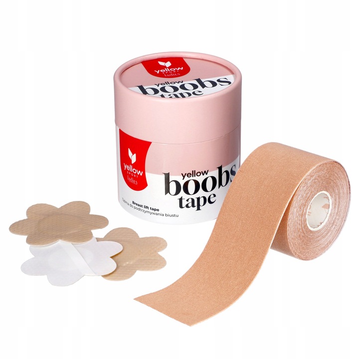 TAŚMA DO PODTRZYMYWANIA BIUSTU 5CM x 5M + 6 NASUTNIKÓW TAPE BEŻOWY CIELISTY