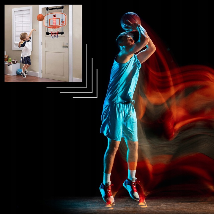 Koszykówka dla dzieci INTERAKTYWNA TABLICA LICZNIK DŹWIĘK ŚWIATŁA kosz gry