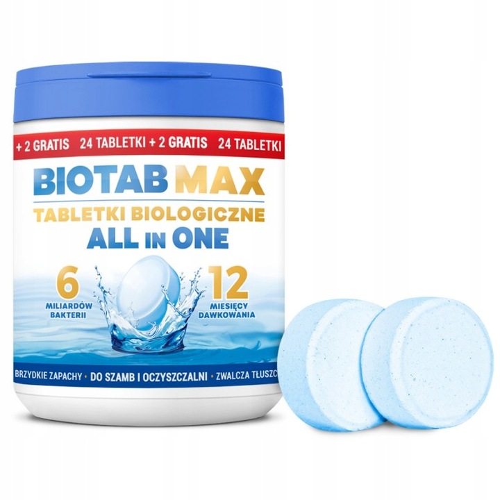 TABLETKI DO SZAMBA BioTab All in One SILNE Bakterie TŁUSZCZ ZAPACH 2