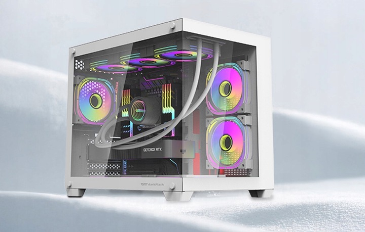 DarkFlash C285MP Obudowa Komputerowa M-ATX Cube Case Piwnica Gaming Biała