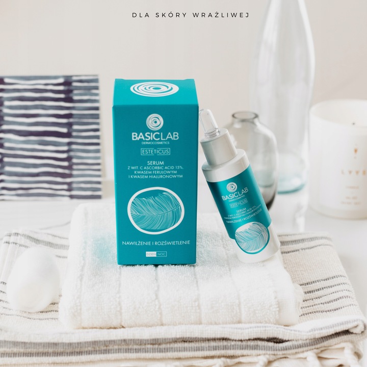 BasicLab Serum do twarzy z Witaminą C 15% ROZŚWIETLENIE i NAWILŻENIE 30 ml