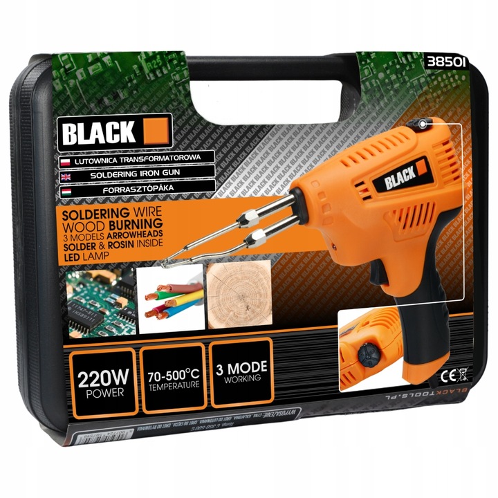 LUTOWNICA TRANSFORMATOROWA .220W BLACK WALIZKA LED CYNA BLACK TOOLS