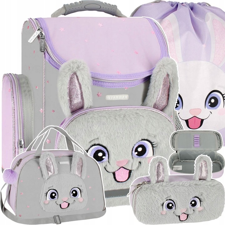 TORNISTER PLECAK SZKOLNY DLA DZIEWCZYNKI DO 1 KLASY WŁOCHACZ KRÓLIK USZY