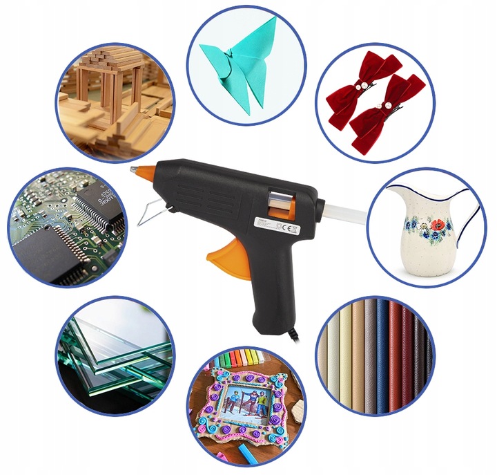 MOCNY PISTOLET DO KLEJU KLEJENIA NA GORĄCO KLEJARKA + BARDZO DUŻO