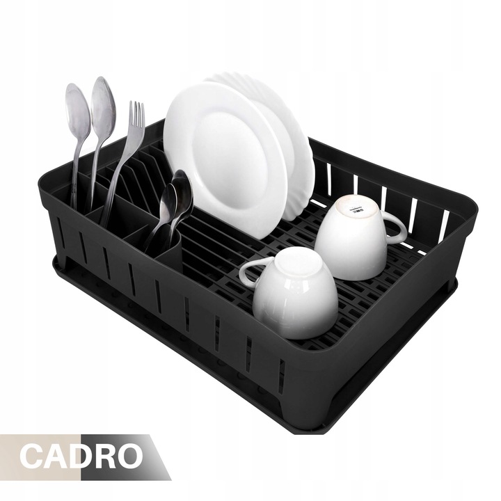 SUSZARKA DO NACZYŃ stojąca ociekacz naczynia talerze sztućce czarna