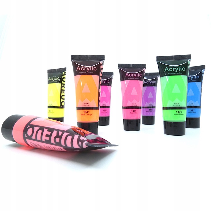 Farby Akrylowe NEONOWE Zestaw Farb Akrylowych Neonowych Farba NEO 8sztx21ml