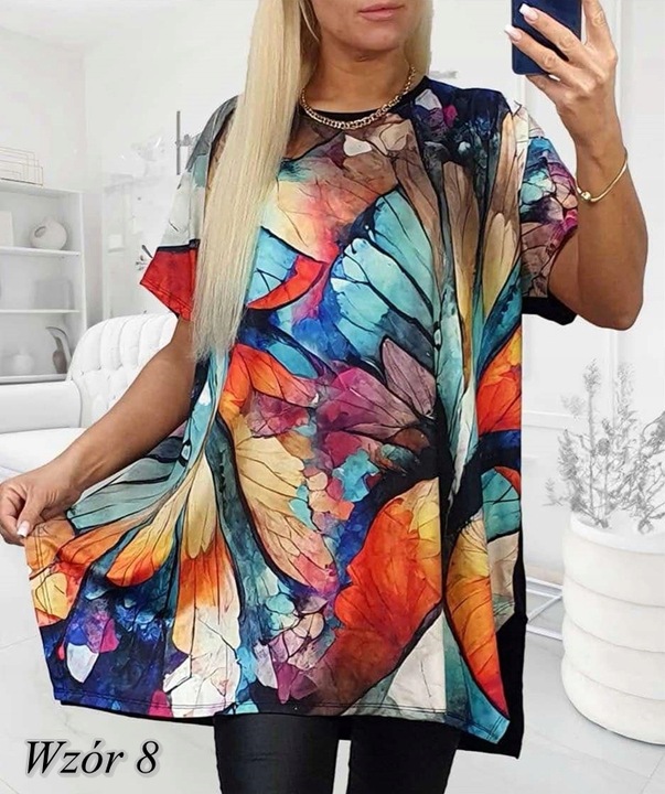 LUŹNA KOBIECA TUNIKA BLUZKA PLUS SIZE V dekolt XL/XXL różne wzory mix 702