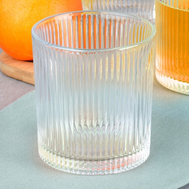 6x Szklanki RYFLOWANE do napojów wody drinków whisky zestaw szklanek 310 ml