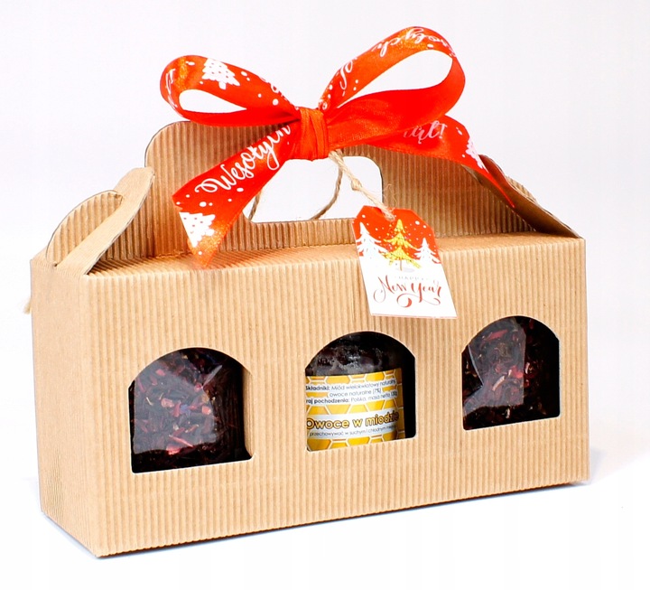 ZESTAW PREZENTOWY W WALIZECZCE 2xherbata owocowa, owoce w miodzie