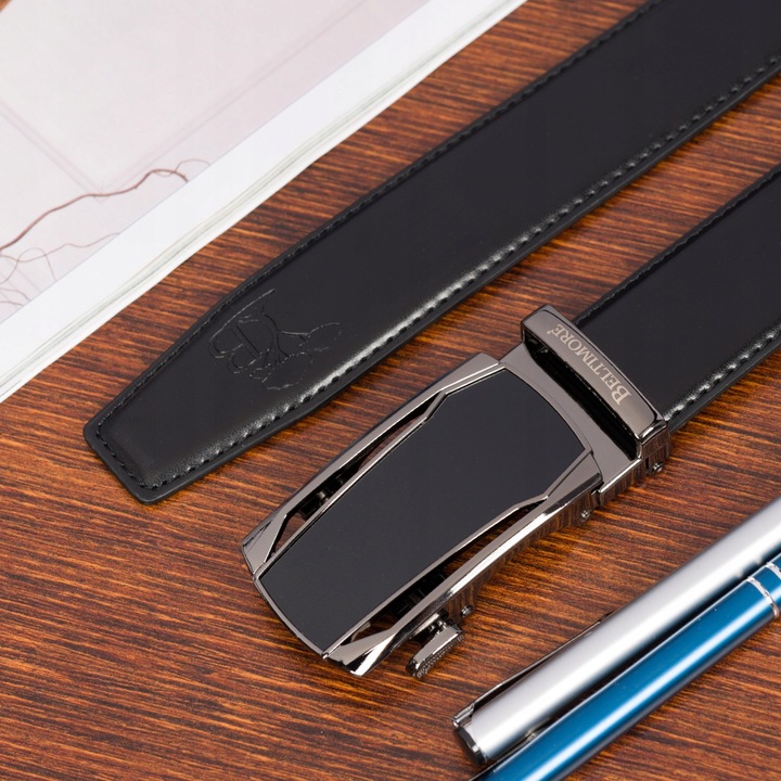 Zestaw prezentowy męski skórzany pasek portfel czarny pudełko