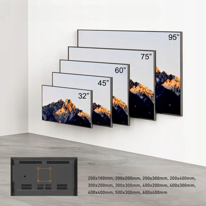 Certyfikowany Solidny Obrotowy Uchwyt do Telewizora Wieszak TV 32"-95"