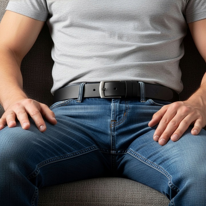 Pasek Męski Skórzany STEVENS Czarny 3cm Wąski Spodni Garnituru Jeans