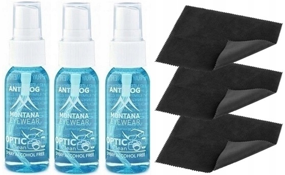 PŁYN ANTIFOG PRZECIW PAROWANIU OKULARÓW I GOGLI 3x 30ML + ŚCIERECZKI