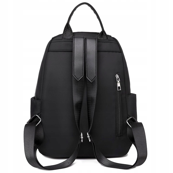 PLECAK DAMSKI CZARNY PLECACZEK POJEMNY Srebrny Zamek A4 dla Kobiety Kobiecy