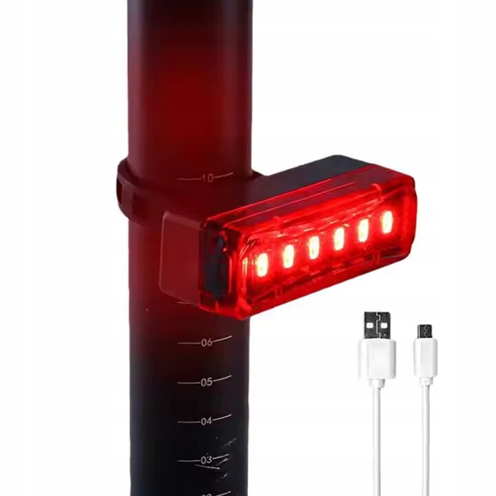 LAMPKA ROWEROWA PRZÓD I TYŁ ULTRA MOCNA AKUMULATOROWA ŁAD USB ZESTAW METAL