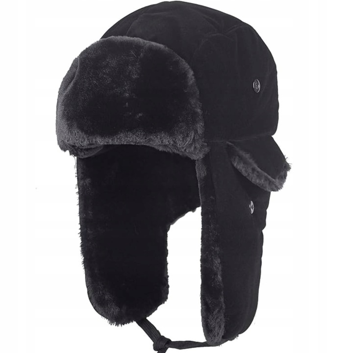 CZAPKA ZIMOWA MĘSKA CIEPŁA Z FUTERKIEM NA ZIMĘ NAUSZNIKI USZATKA