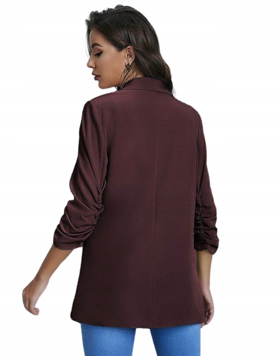 Marynarka damska Żakiet Elegancki Narzutka Czekoladowy Brąz Smokingowa