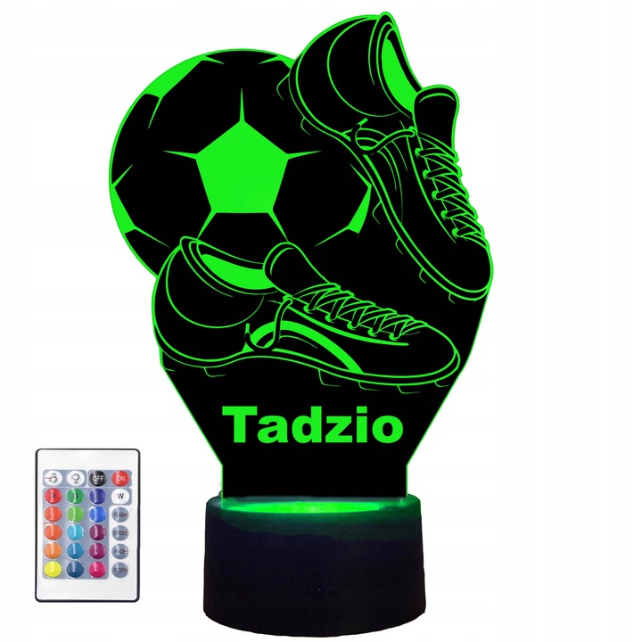 Lampka nocna biurkowa LED PIŁKA NOŻNA PIŁKARZ KOREK 3D R14 + IMIĘ