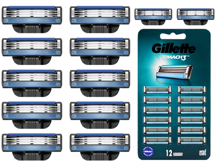 WKŁADY DO MASZYNKI GILLETTE MACH 3 NOŻE OSTRZA DO MASZYNKI MACH3 x12