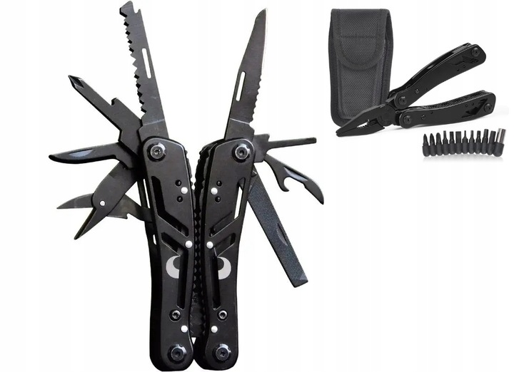 MULTITOOL NARZĘDZIE WIELOFUNKCYJNE SCYZORYK 21w1 ZESTAW BITÓW ETUI ZESTAW