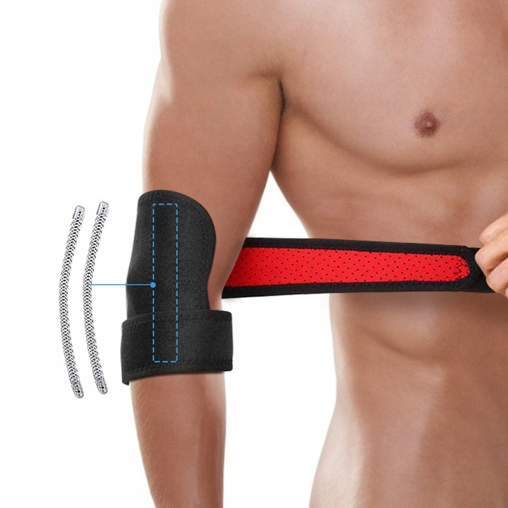 STABILIZATOR ORTEZA ŁOKIEĆ TENISISTY OPASKA CZERWONO-CZARNE