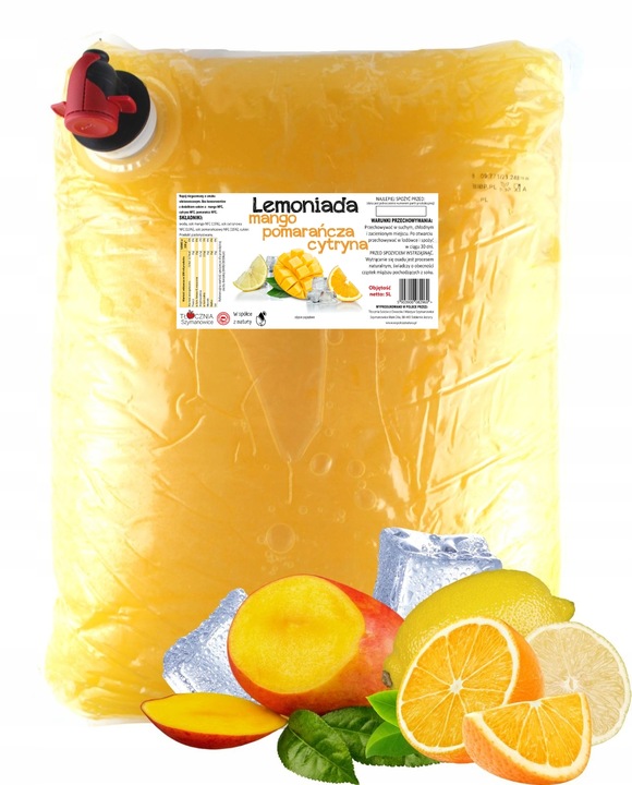 LEMONIADA MANGO POMARAŃCZA CYTRYNA NATURALNA 100% NFC ZDROWA 5L