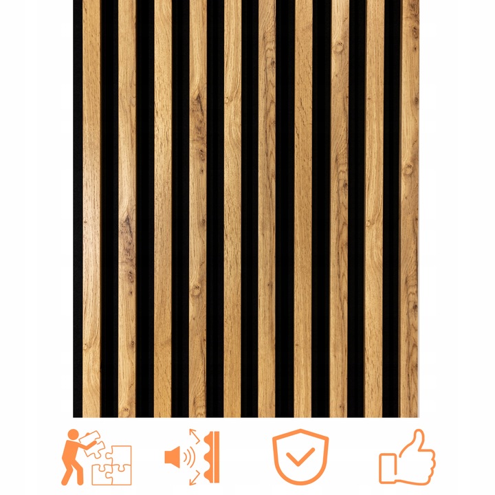 Lamele Ścienne na Płycie 275x58cm Panele Dekoracyjne 3D DĄB WOTAN i