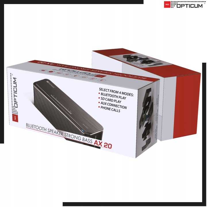 GŁOŚNIK BLUETOOTH PRZENOŚNY 10W AX20 BEZPRZEWODOWY MOCNY BAS AUX