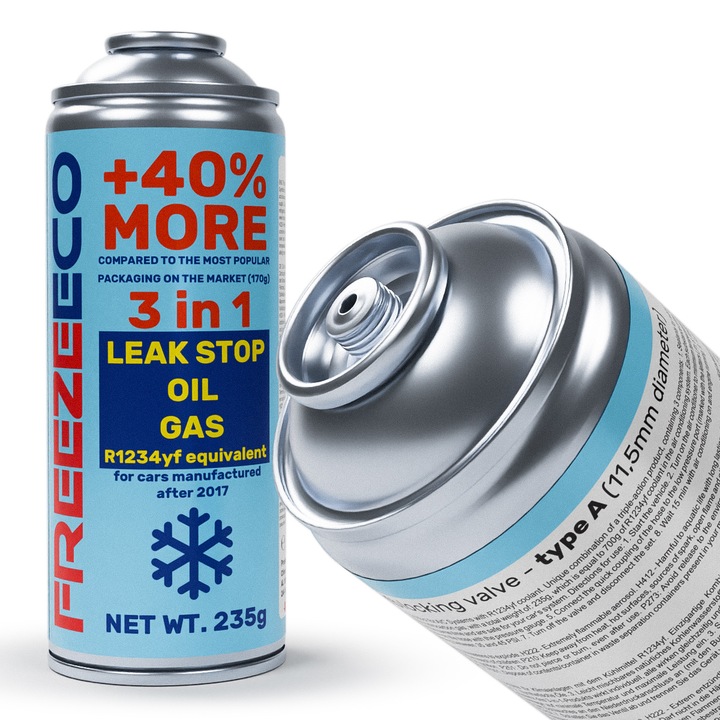 GAZ DO KLIMATYZACJI 3w1 Czynnik Uszczelniacz Olej FreezeEco R1234yf