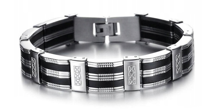 SREBRNA BRANSOLETKA MĘSKA BRANSOLETA 925 MASYWNA GRAWER NA PREZENT DLA TATY