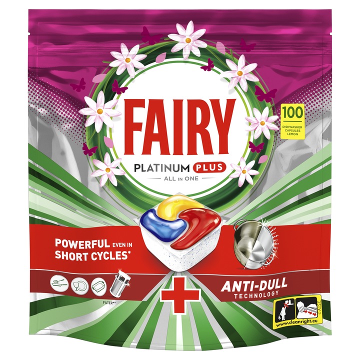 Fairy All In One Fairy Platinum Plus Kapsułki do zmywarki Cytryna 100 szt