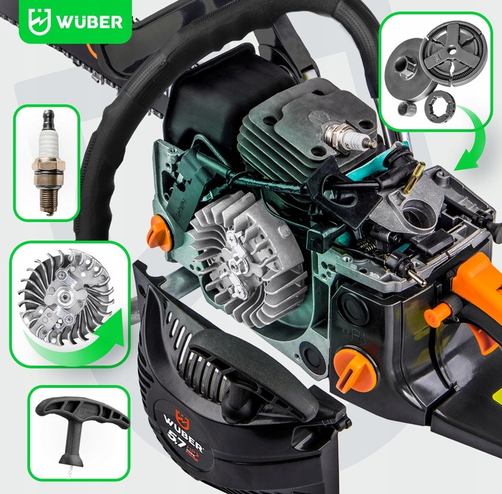 PIŁA SPALINOWA PILARKA DO DREWNA ŁAŃCUCHOWA 5,7KM +2 PROWAD +OLEJ +2x