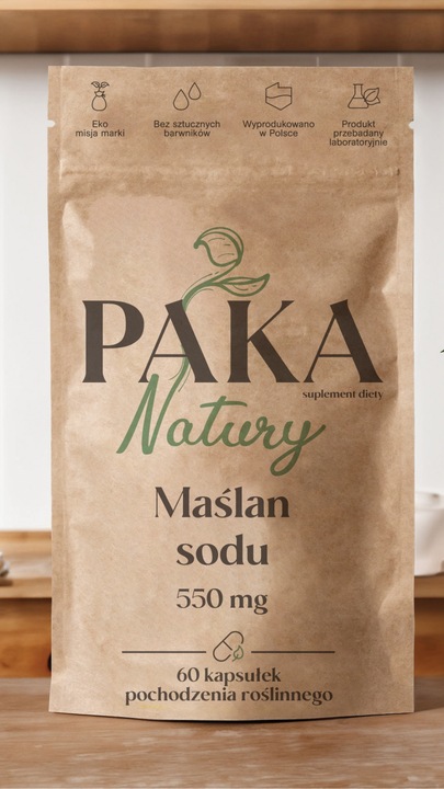 MAŚLAN SODU 60 kaps na jelita ibs KWAS MASŁOWY 1100mg w porcji Paka Natury