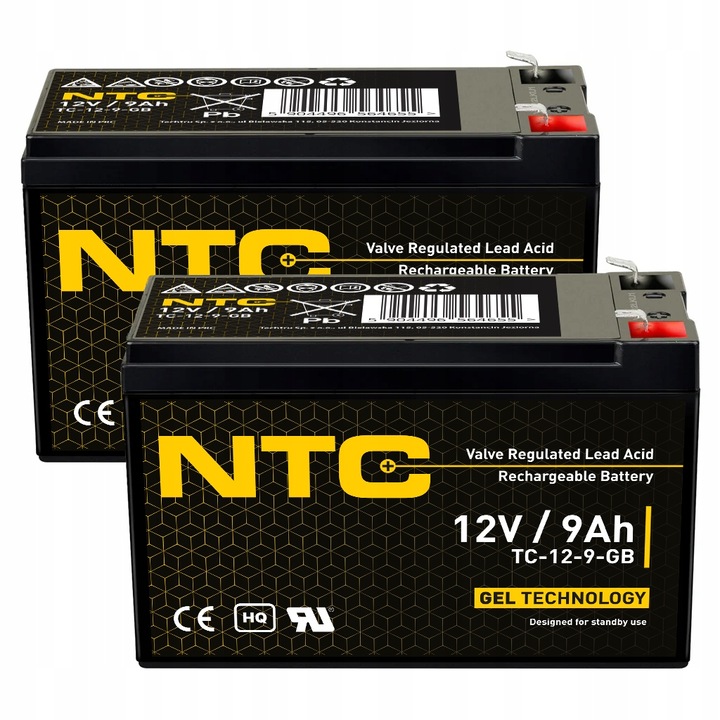 AKUMULATOR ŻELOWY BEZOBSŁUGOWY NTC 12V 9Ah (wymiar 7Ah, 7.5Ah, 9Ah, 10Ah)