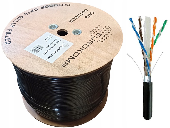 KABEL PRZEWÓD SKRĘTKA FTP ZEWNĘTRZNY ŻELOWANY RJ45 kat6 100m E6173 EUROKOMP