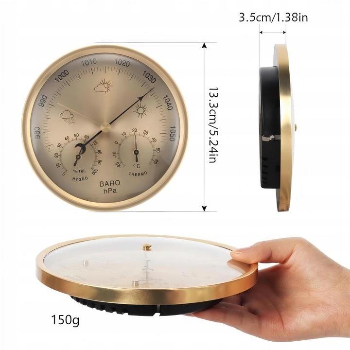 130mm okrągła Barometr ścienny Termometr Higrometr wilgotność Stacja